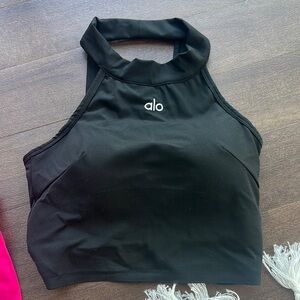 ALO Yoga Black Fitted Crop Tank Top